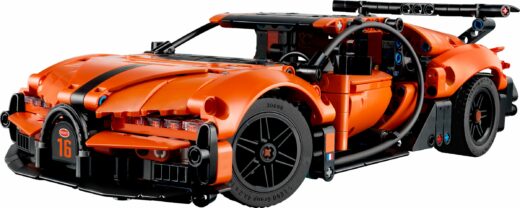 Oranje LEGO Technic Bugatti Chiron Pur Sport 42222 met stuurknop op het dak