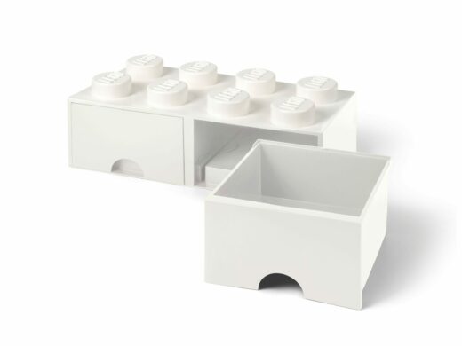 Opbergsteen met 8 noppen en 2 lades - wit