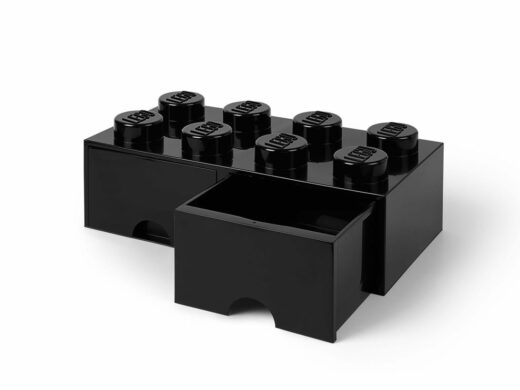 LEGO Zwarte opslagsteen met 8 noppen en 2 lades