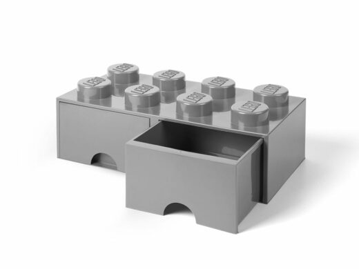 LEGO Steengrijze opslagsteen met 8 noppen en 2 lades
