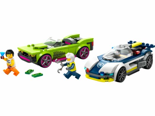 Politiewagen en snelle autoachtervolging