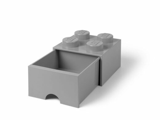 LEGO Steengrijze opslagsteen met 4 noppen en een lade