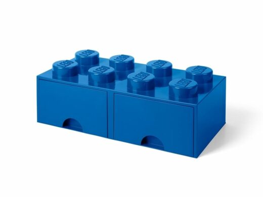 Opbergsteen met 8 noppen en 2 lades - blauw