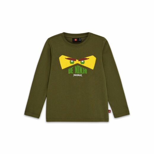 T-shirt met lange mouwen voor kinderen - donkerkaki