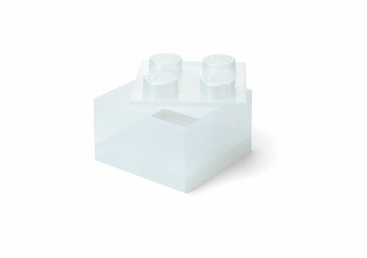 Witte doorzichtige opbergdoos in de vorm van een steen