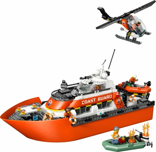 Kustwacht reddingsboot met helikopter