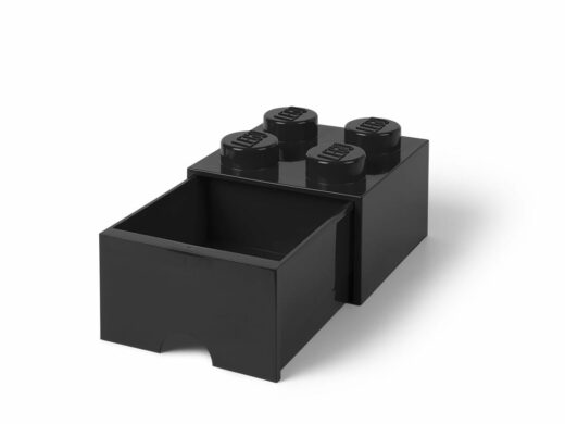 LEGO Zwarte opslagsteen met 4 noppen en een lade